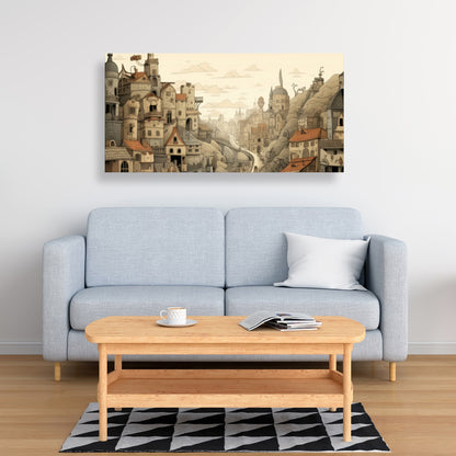 Intricate Town Hall - Beige Canvas for Elegant Home Decor
