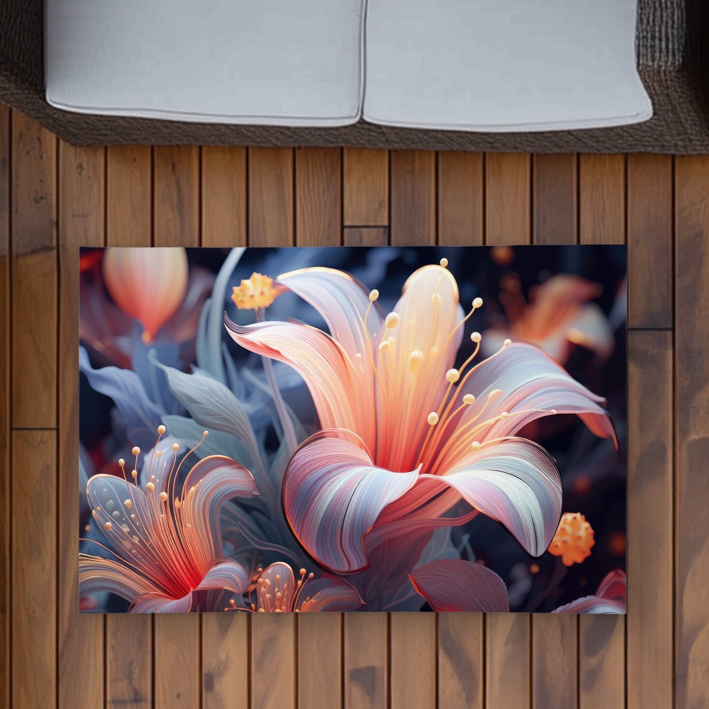 Astral Bloom - Black Outdoor Area Rug for Home Decor