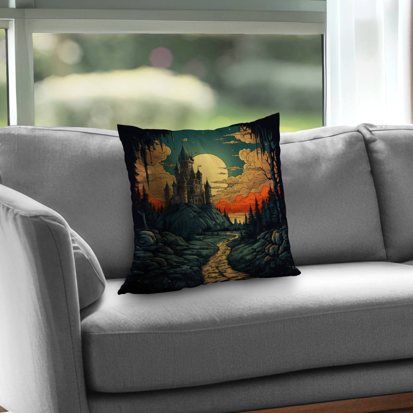 Haunted lands - Throw pillow - Print on demand