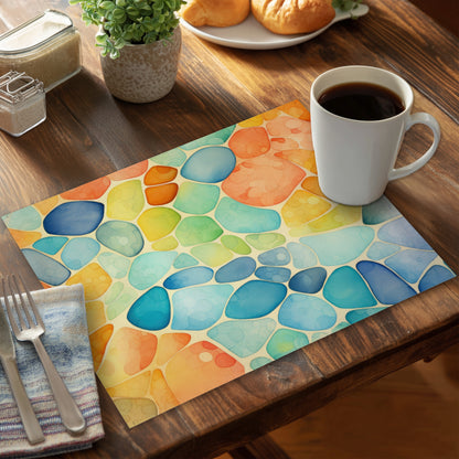 Blobs Orange Polyester Placemat for Home Decor | Stylish Dining