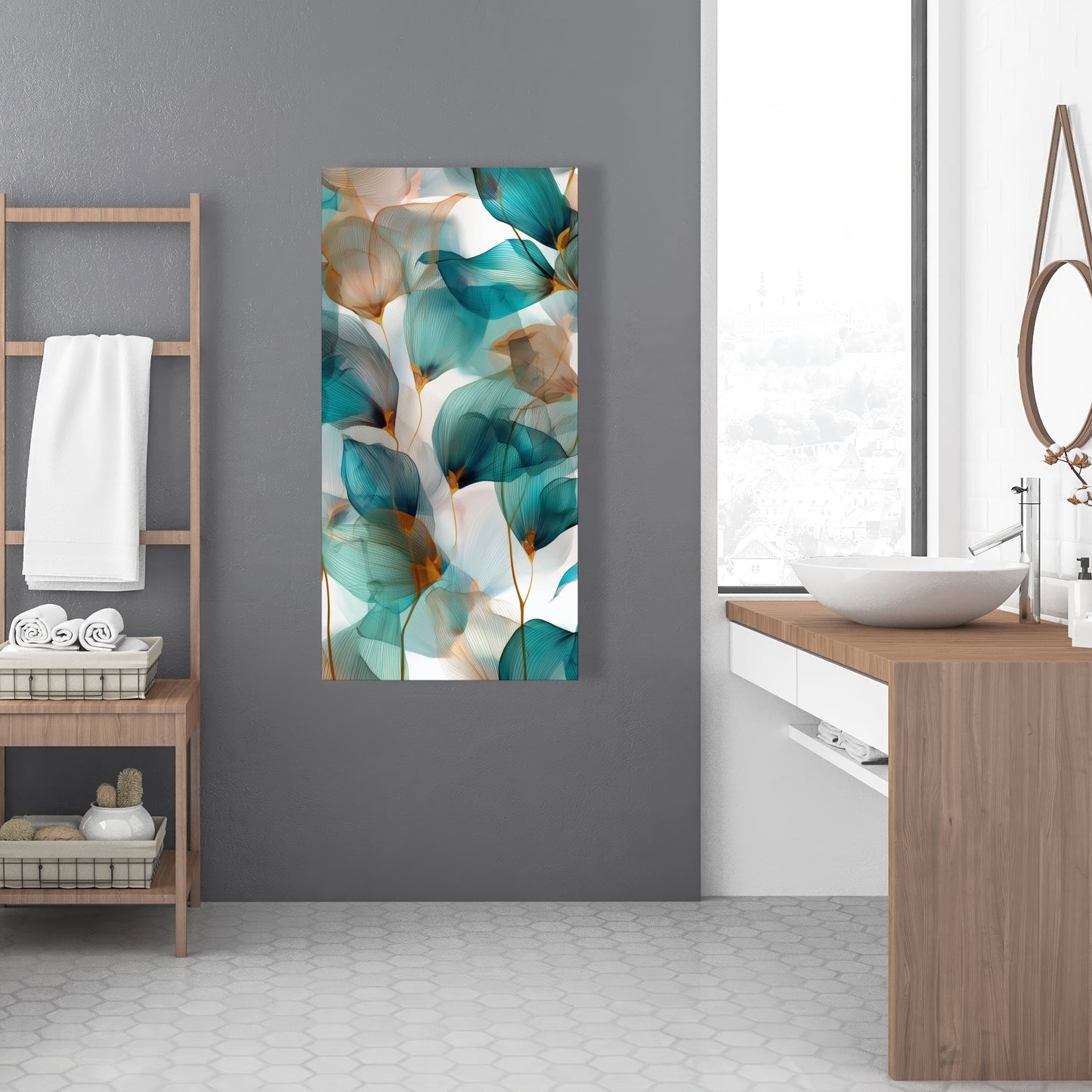 Teal and brown - 32"x32" Canvas