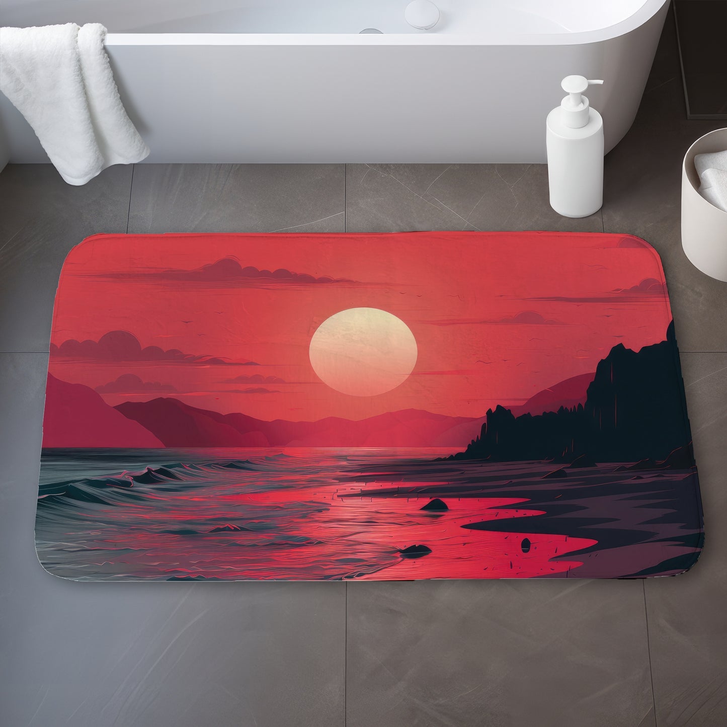 Red sky - 17"x24" Bath mat