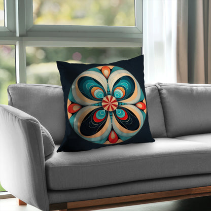 Concentric Turquoise Poly Twill Throw Pillow - Home Decor Insert