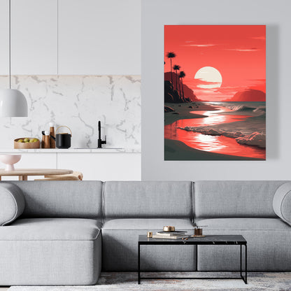 Blood Sun - Gray Canvas Art for Modern Home Decor