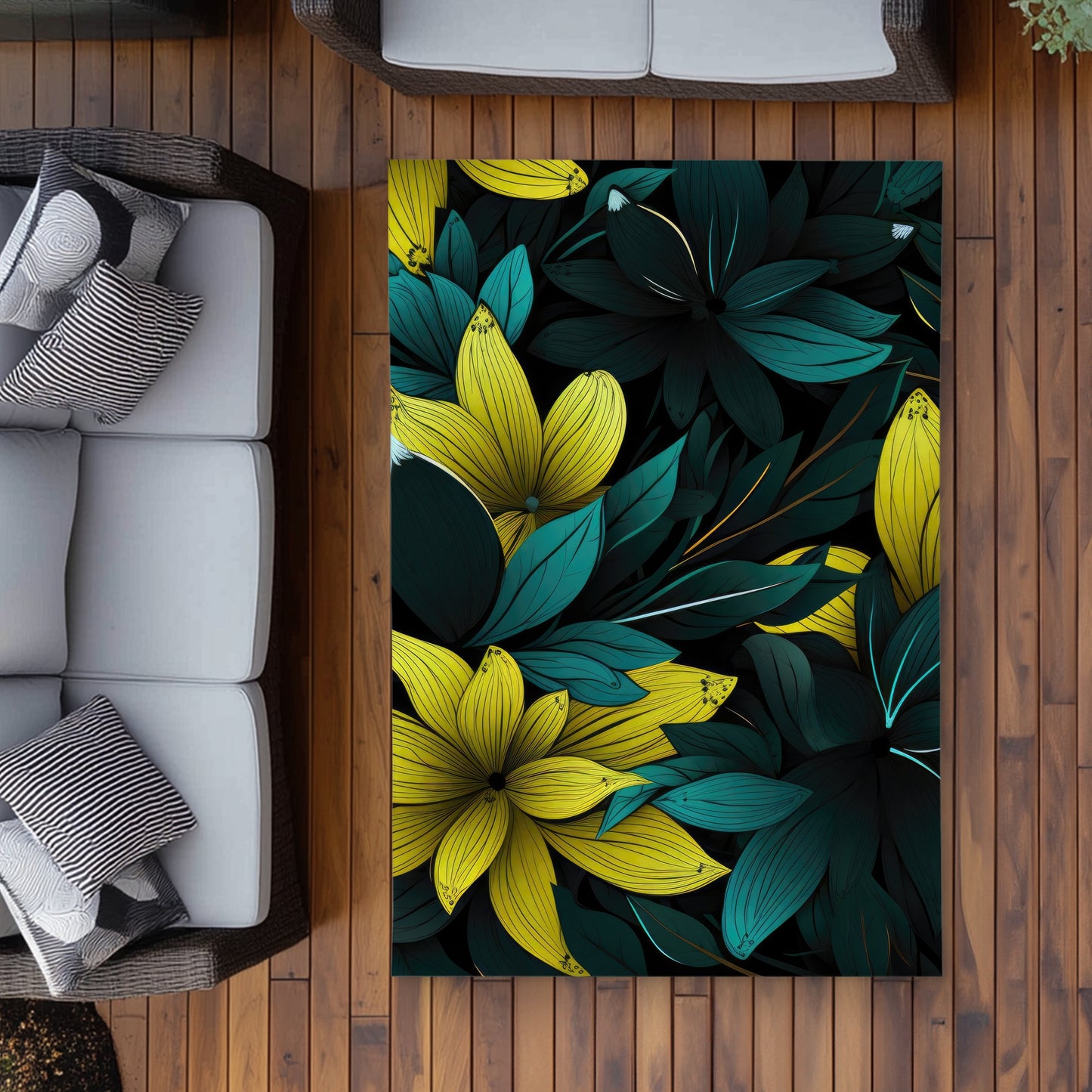 Potent Turquoise Outdoor Area Rug | Durable Home Decor Accent