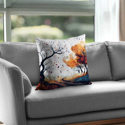 Cool Weather Black Poly Twill Throw Pillow | Decor Insert