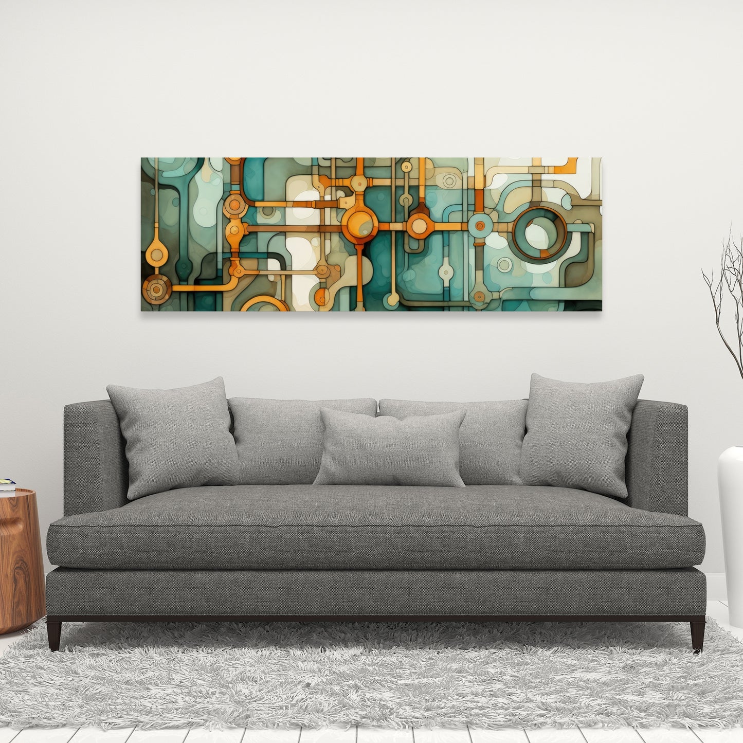Turns and bends - Turquoise Canvas for Home Decor | Art