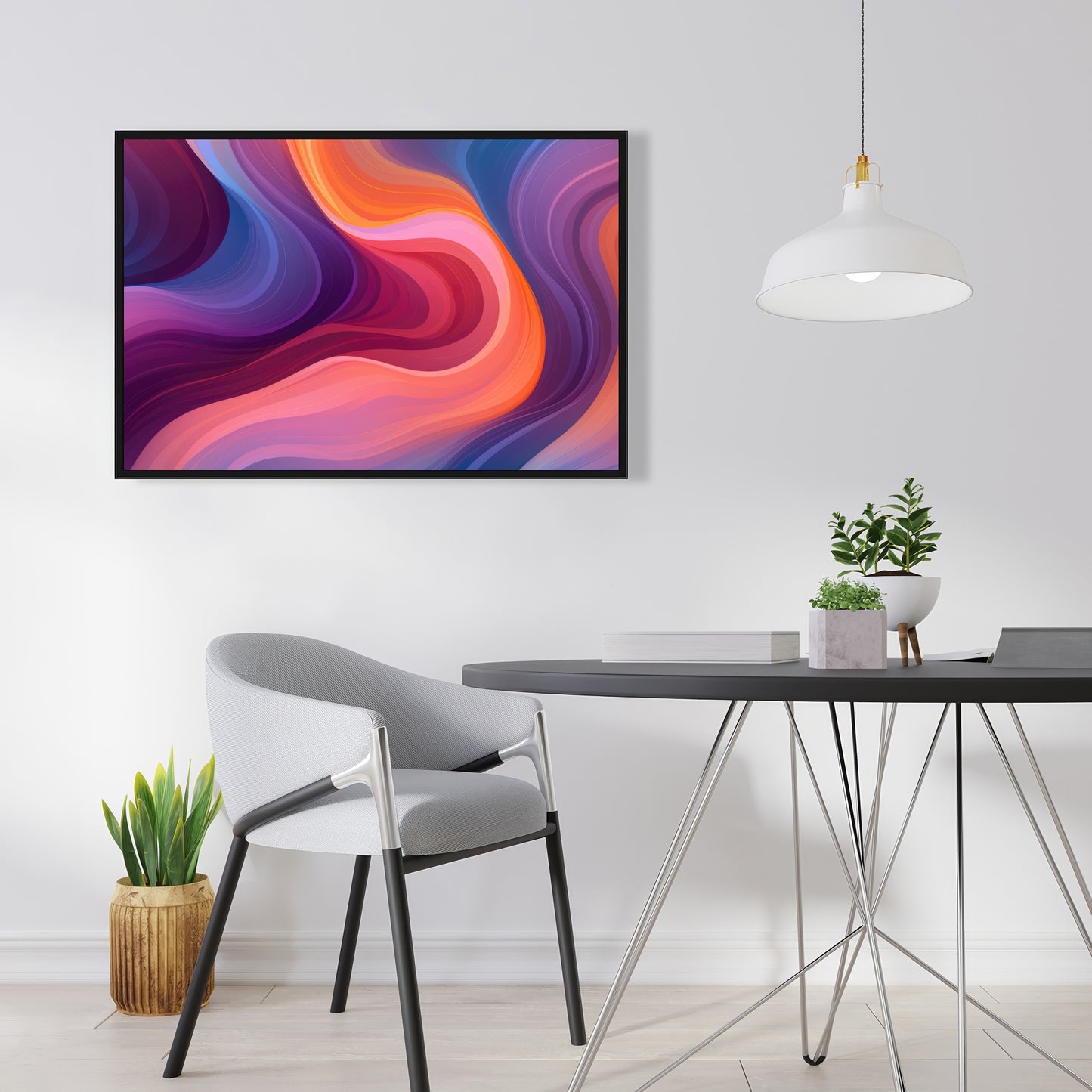 Purple Haze - Blue Framed Canvas Art for Home Decor