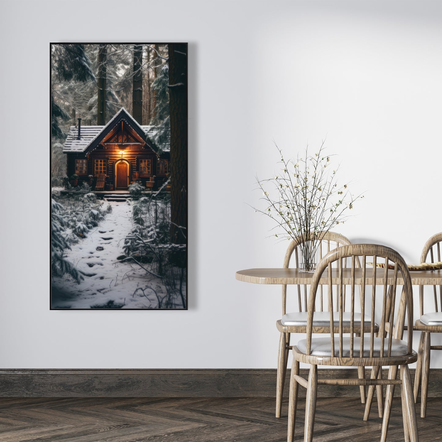 The lone cabin - 36"x36" Framed canvas