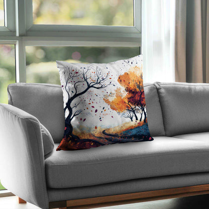 Cool Weather Black Poly Twill Throw Pillow | Decor Insert