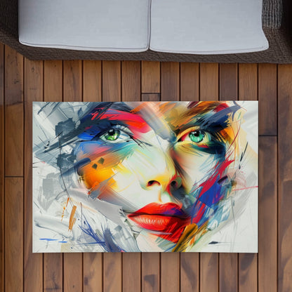 Abstract Look Red Outdoor Area Rug for Home Decor - Stylish