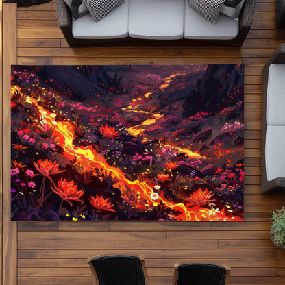 Bloom and Eruption - Yellow Outdoor Area Rug for Home Decor