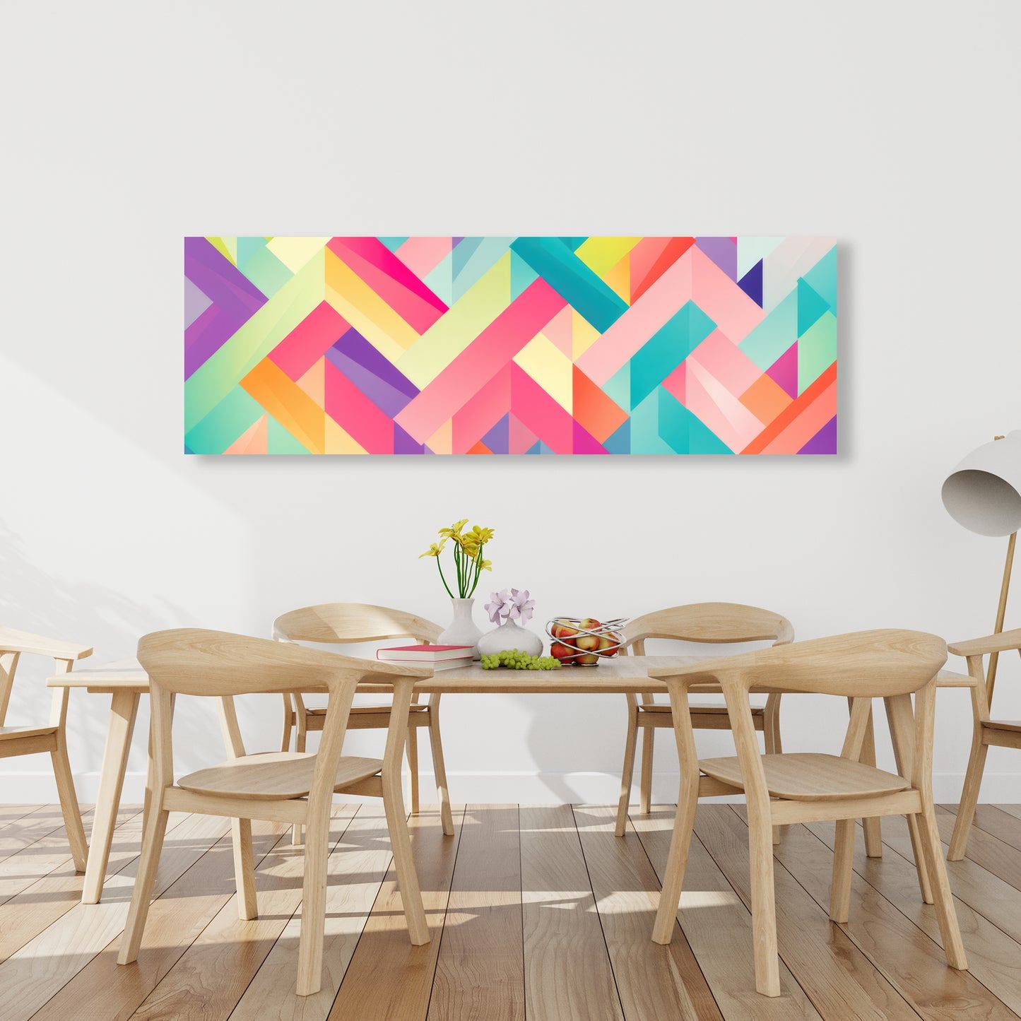 Stripe Harmony - Turquoise Canvas Wall Art for Home Decor