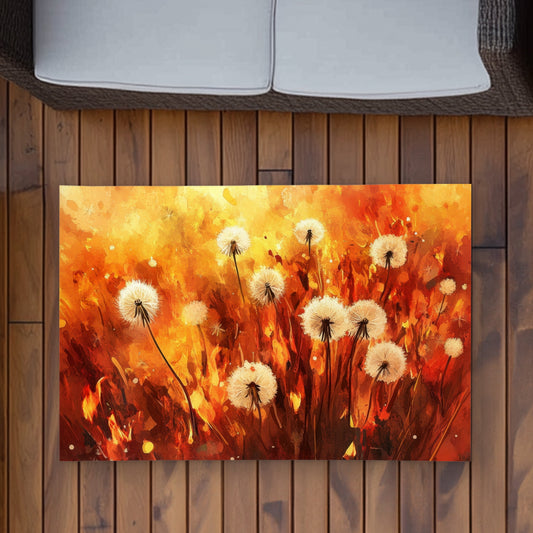 Dandelion Fire Yellow Outdoor Area Rug for Home Decor