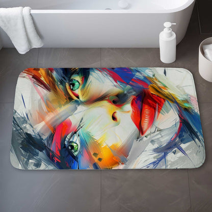 Abstract Look White Bath Mat for Elegant | Soft & Stylish