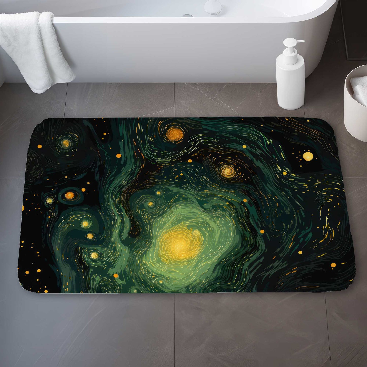 Tapis de bain « Illuminated in Space » | Tapis décoratif élégant