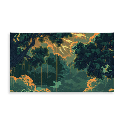 Drops Green Indoor Outdoor Tablecloth for Home Decor