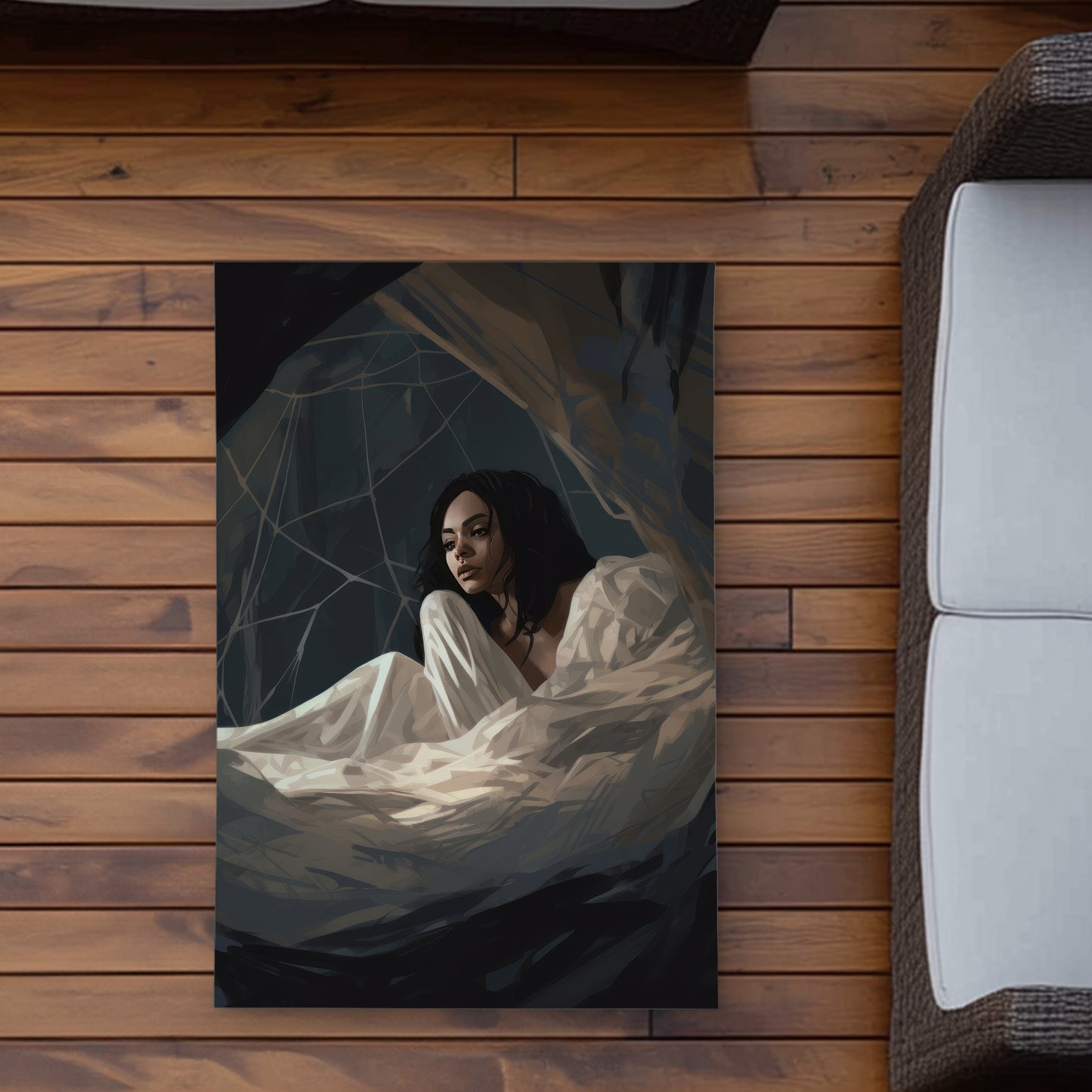 Spider princess Black outdoor area rug for home decor