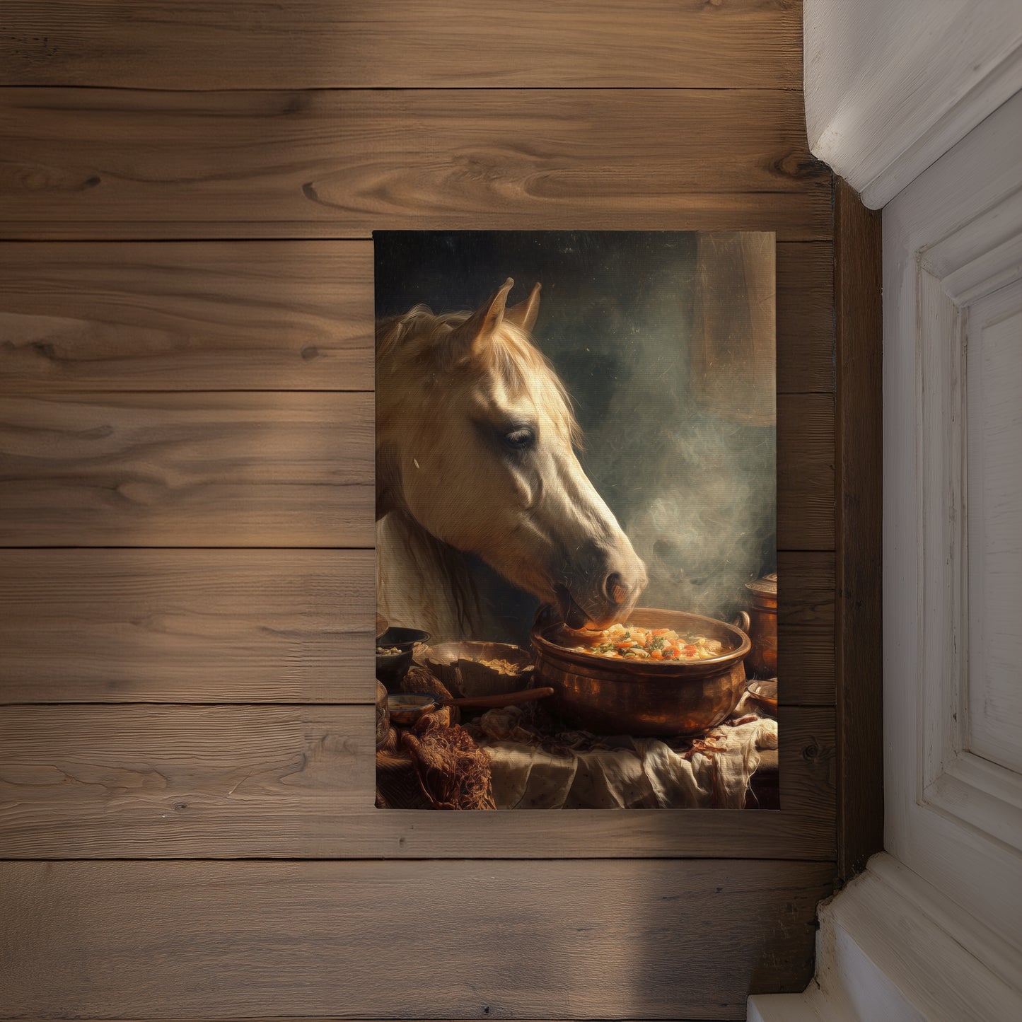 Horse on Soup - Black Indoor Outdoor Door Mat for Home Decor