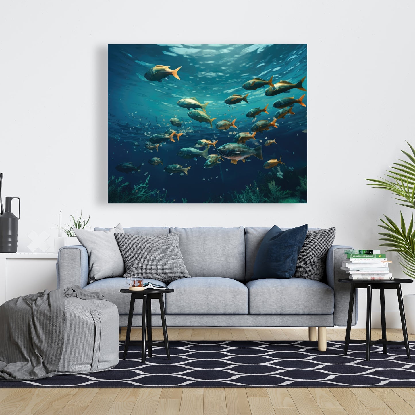Shallow Swim - Beige Canvas Home Decor for Elegant Spaces