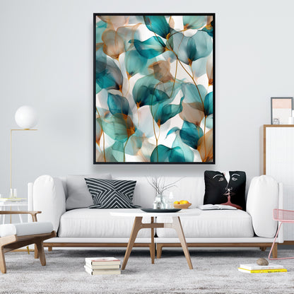 Teal and Brown Turquoise Framed Canvas for Home Decor