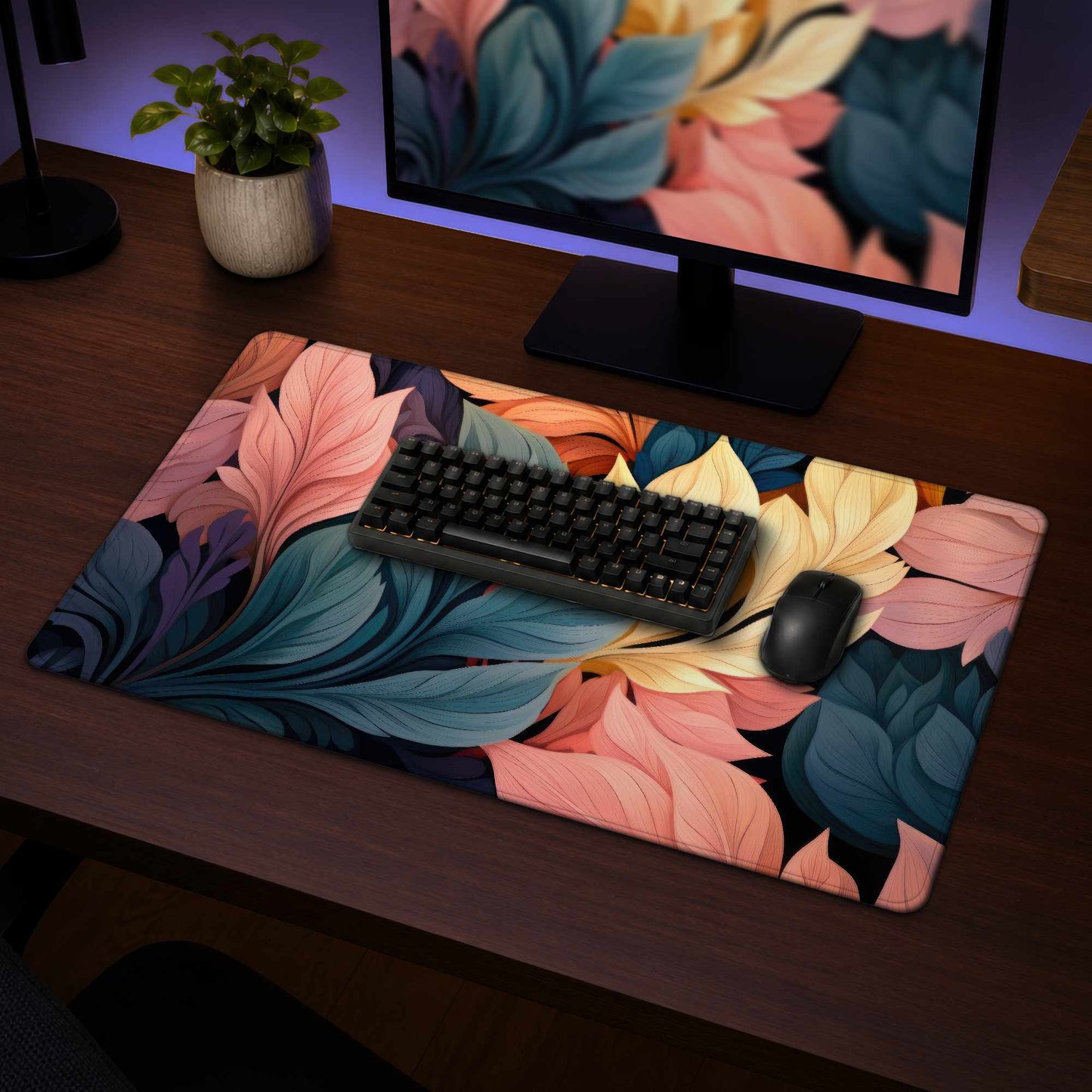 Pastel Bloom Desk Mat | Elegant Home Decor Office Accessory