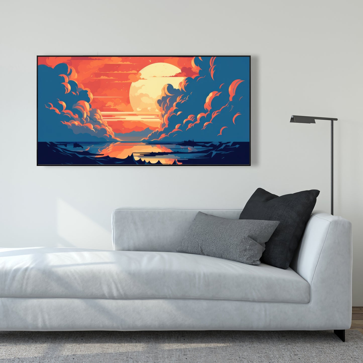 Orange and blue - 36"x36" Framed canvas