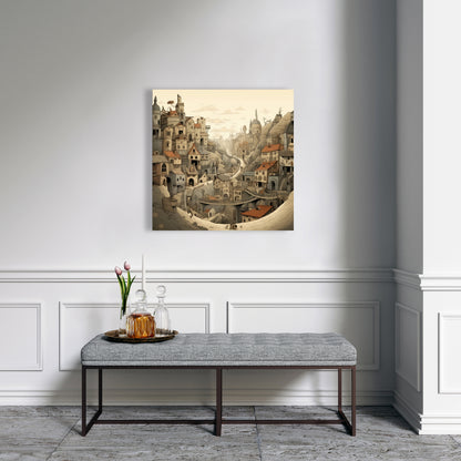Intricate Town Hall - Beige Canvas for Elegant Home Decor