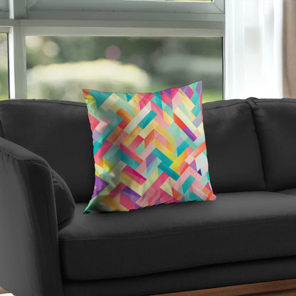 Coussin décoratif en sergé de polyester à rayures harmonieuses | Accessoire de décoration intérieure