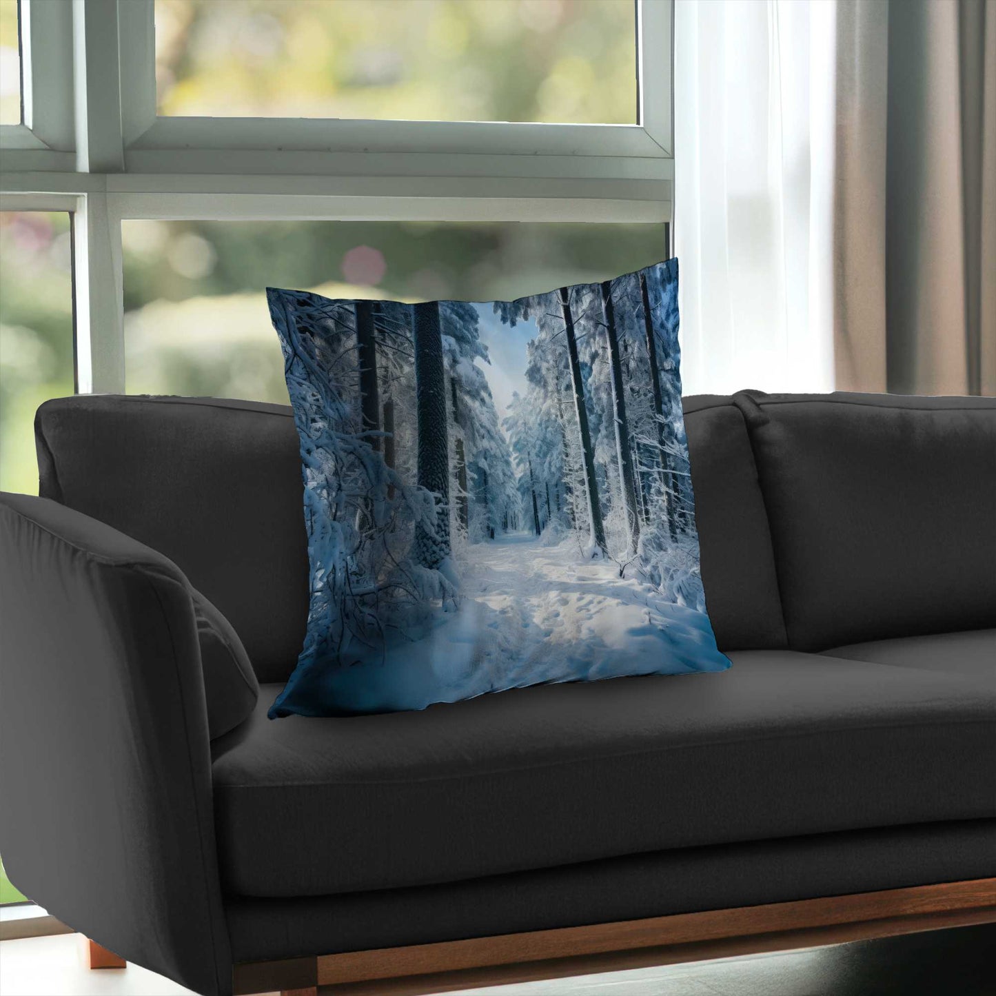 Coussin décoratif en sergé polyester Cold Forest | Accessoire de décoration intérieure