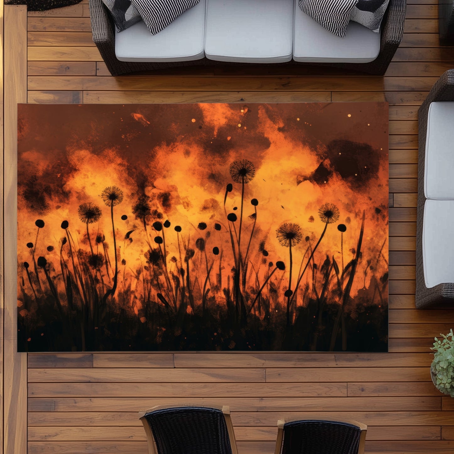 Ablaze Black Outdoor Area Rug - Stylish Home Decor Accent