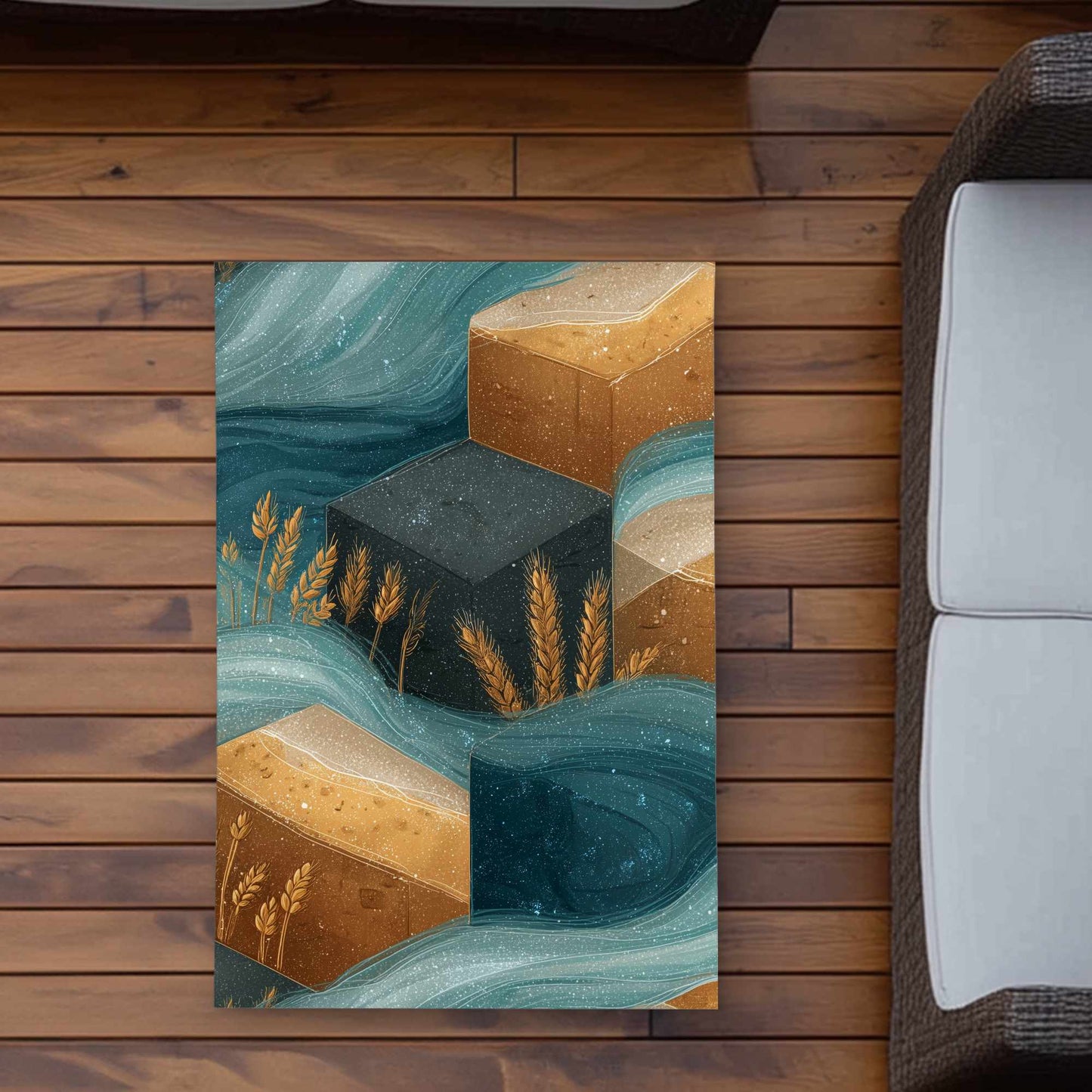 Tapis d'extérieur Golden Harvest Flow | Décoration d'intérieur élégante