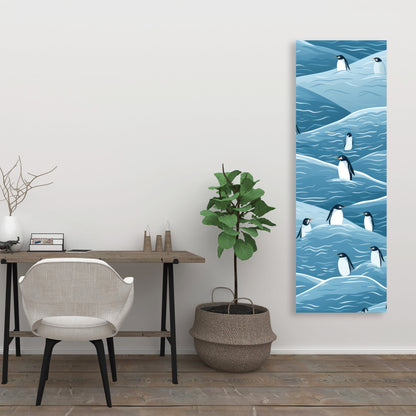 Penguins Wandering - Black Canvas Art for Home Decor