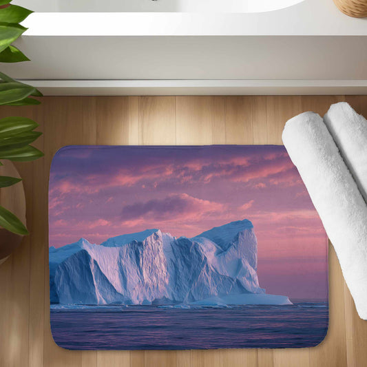 Iceberg at Dusk - Fall White Bath Mat for Home Decor