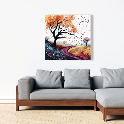 Blowing leaves - 32"x32" Canvas