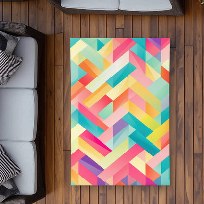 Stripe Harmony Turquoise Outdoor Area Rug | Decor Essentials