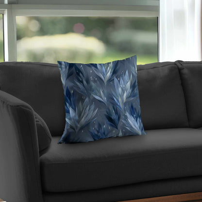 Coussin décoratif en sergé de polyester à motif feuilles glacées - Décoration élégante pour la maison