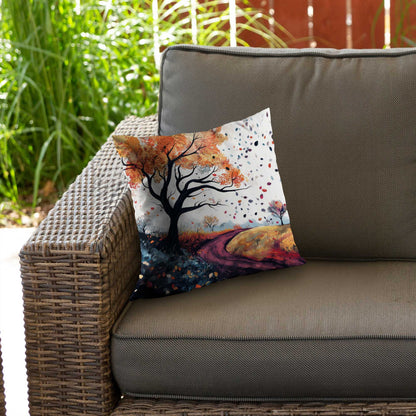 Blowing Leaves Poly Twill Throw Pillow | Home Decor Accent