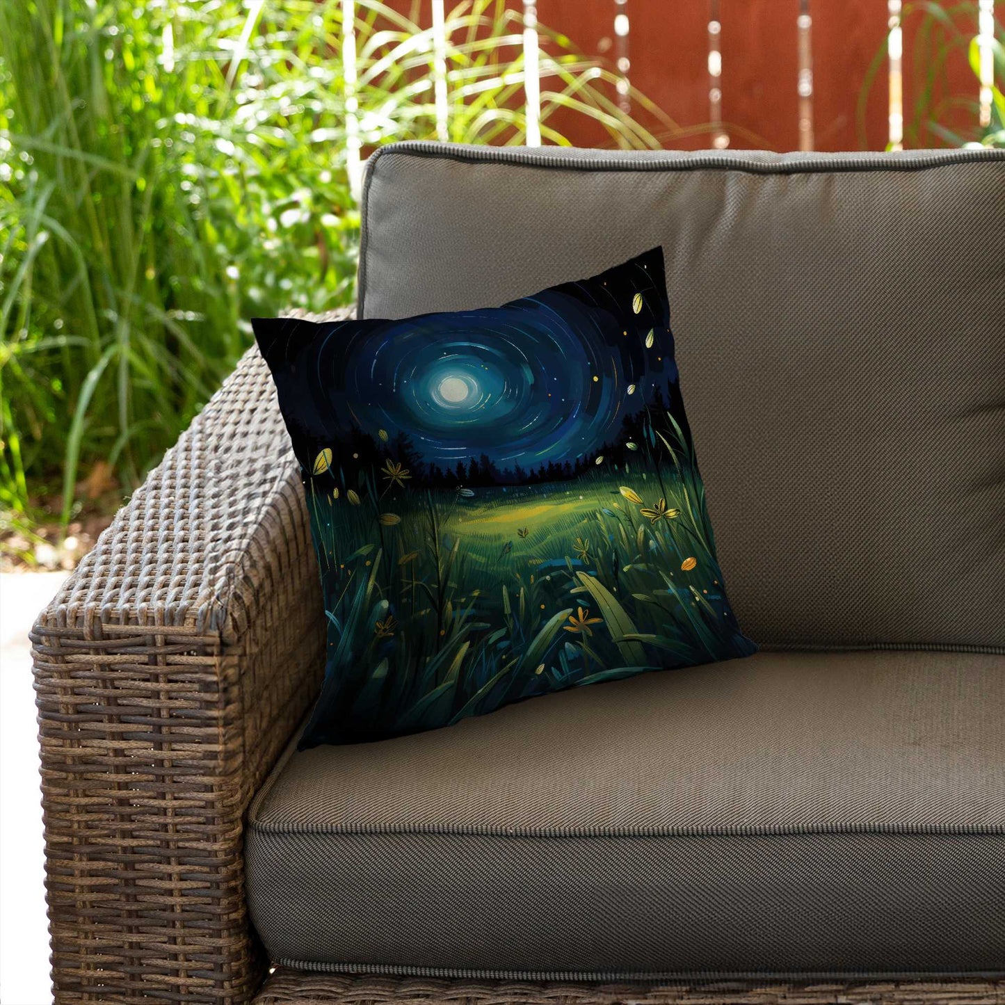 Between Grass Blades Black Poly Twill Throw Pillow - Decor