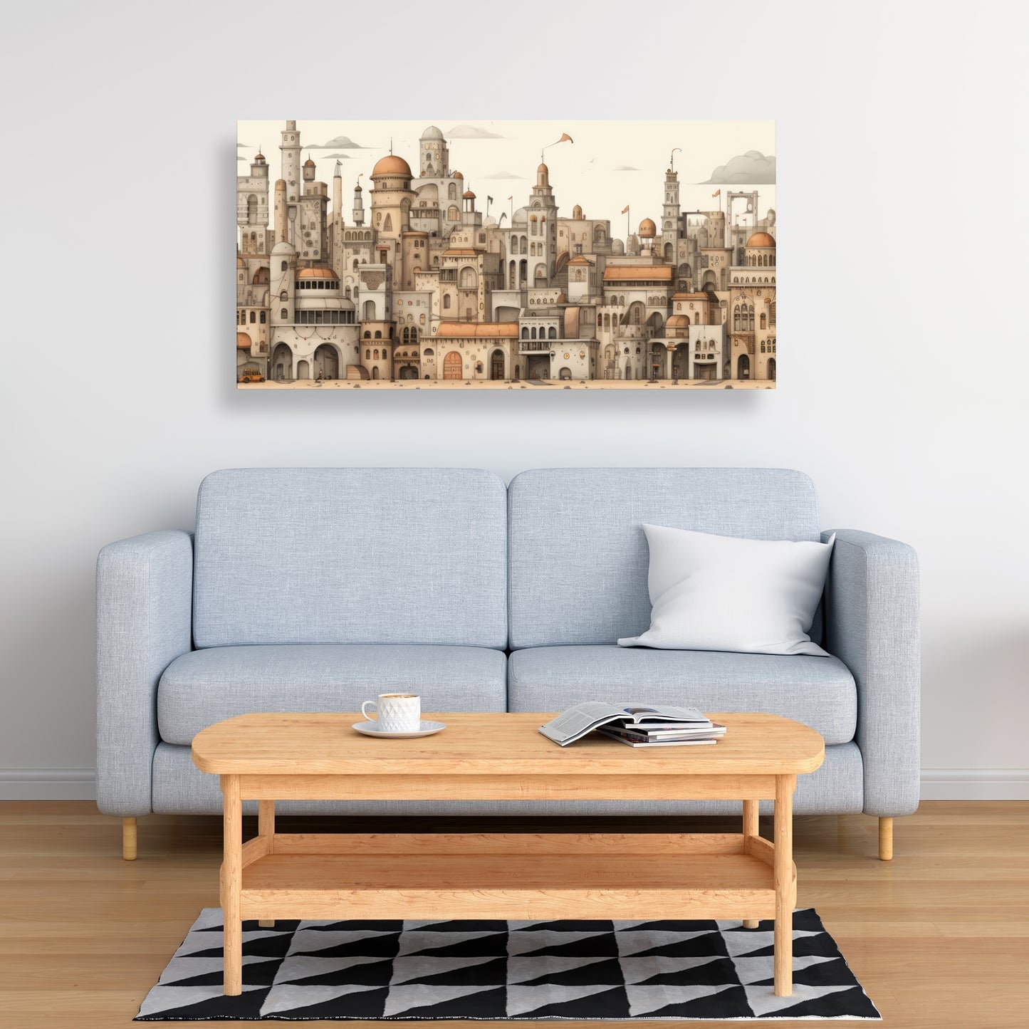 The Old Town - Brown Canvas Art for Home Decor | Stylish Wall Art
