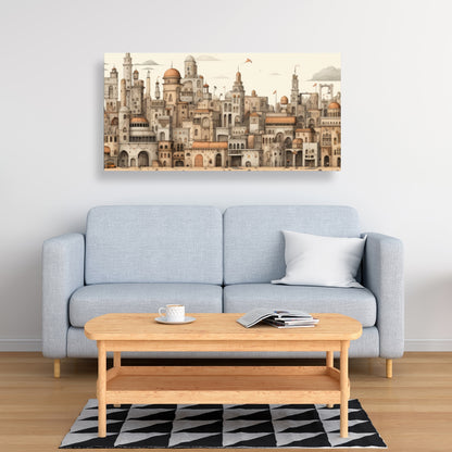 The Old Town - Brown Canvas Art for Home Decor | Stylish Wall Art