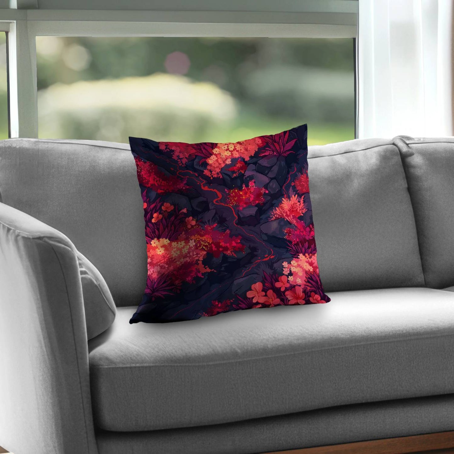 Burning Plants Poly Twill Throw Pillow - Home Decor Accent