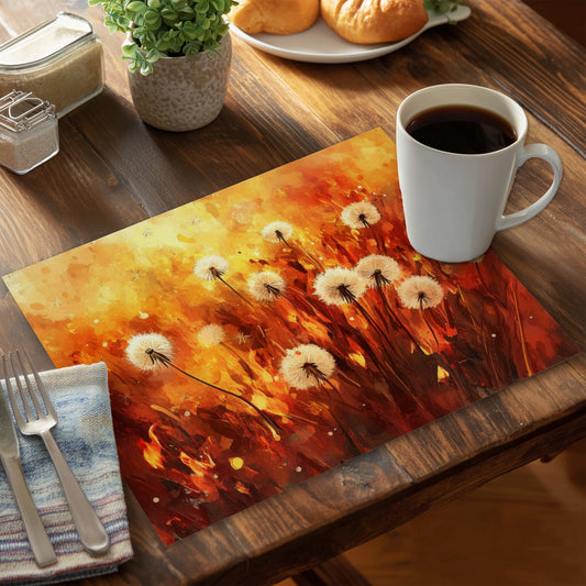 Dandelion Fire Polyester Placemat for Stylish Home Decor