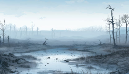 Swampy Lands Blue Indoor Outdoor Tablecloth for Home Decor