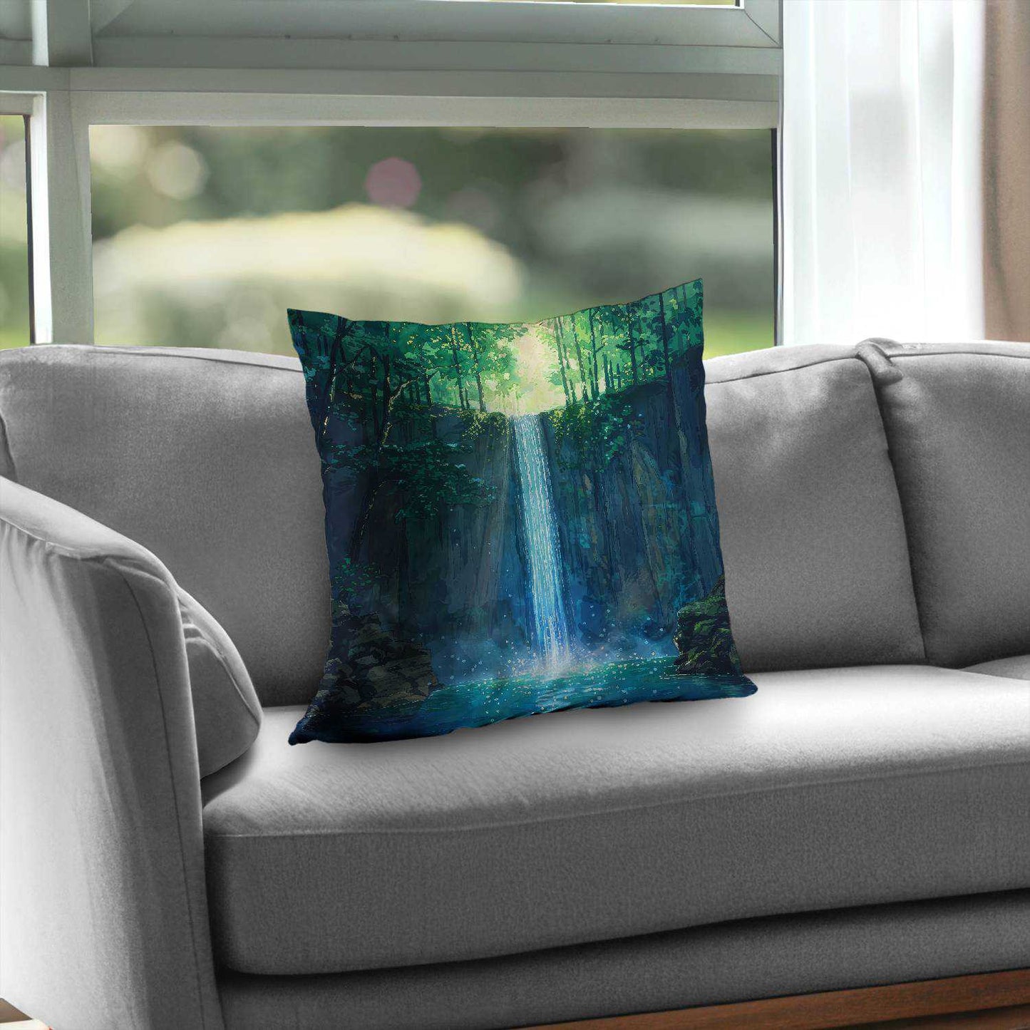 Coussin décoratif en sergé de polyester effet cascade - Décoration élégante pour la maison