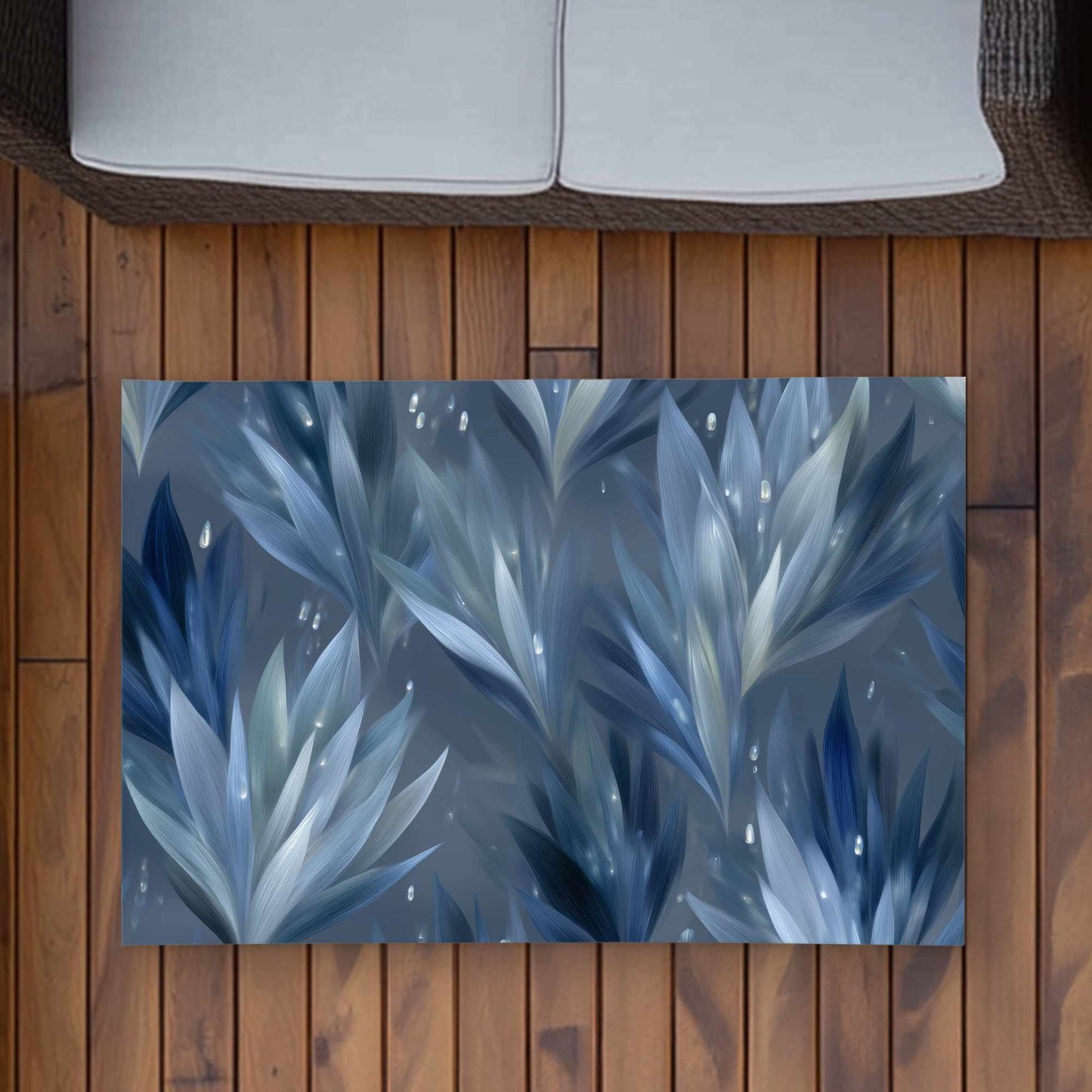 Icy Leaves Outdoor Area Rug | Stylish Home Decor Rug