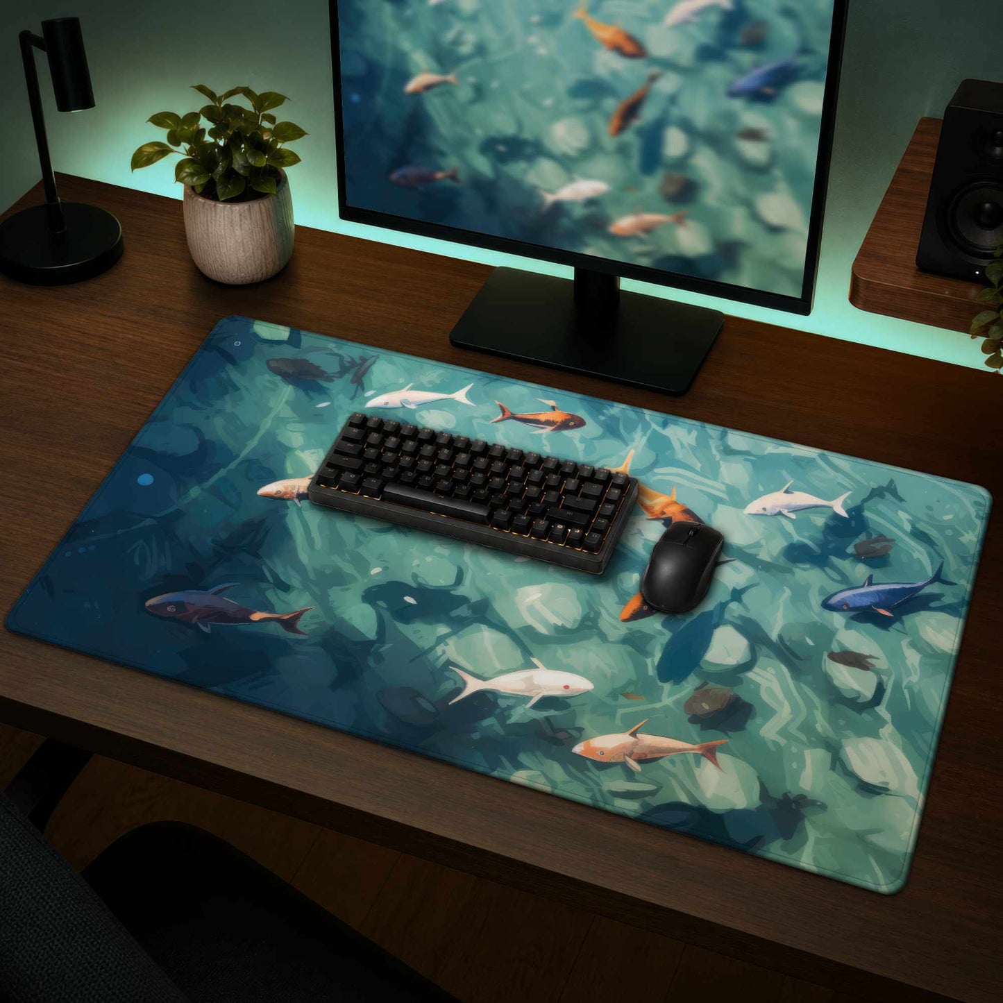 Tapis de bureau Caustic Fish - Accessoire de bureau élégant pour la décoration intérieure