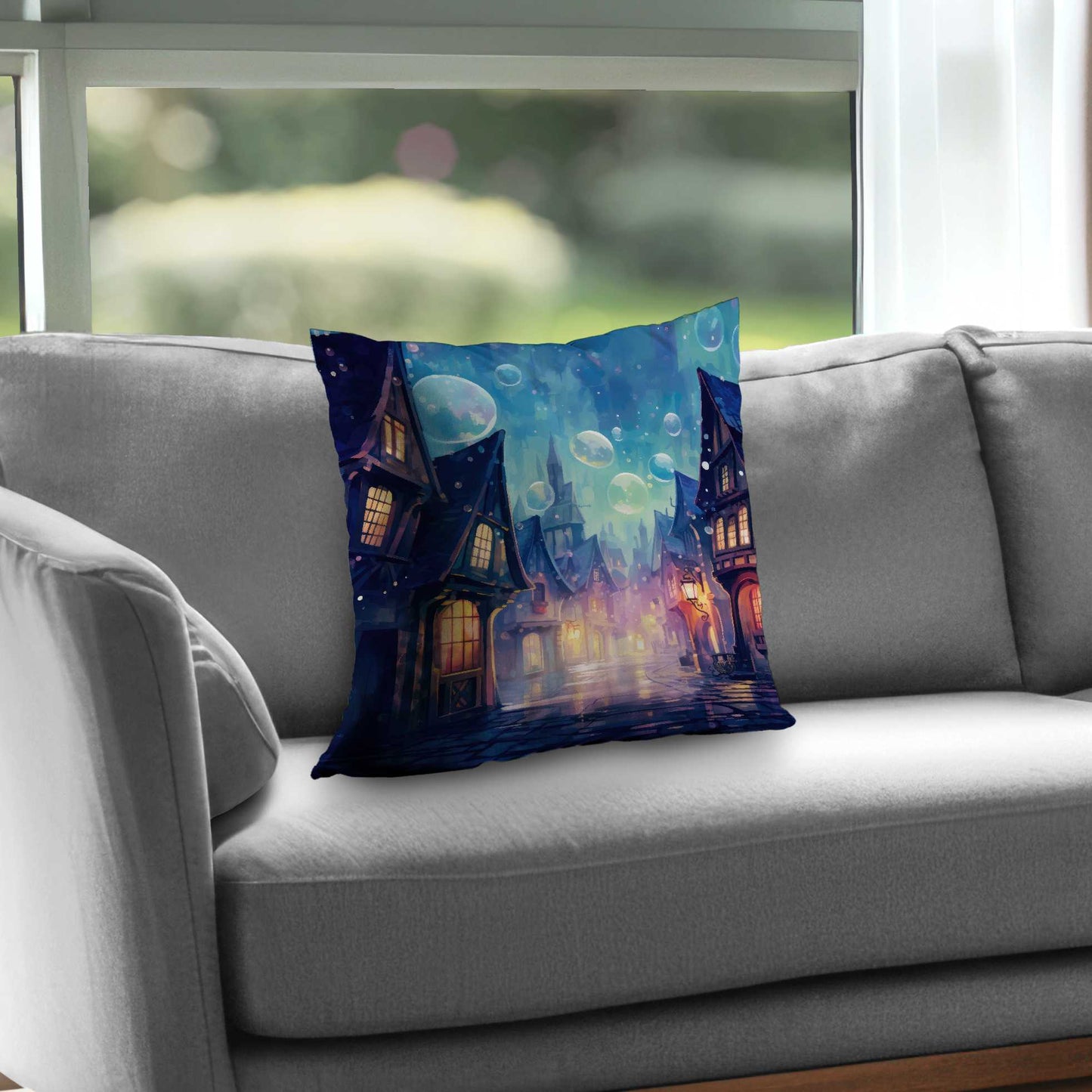 Bubble ville White Poly Twill Throw Pillow Insert | Decor