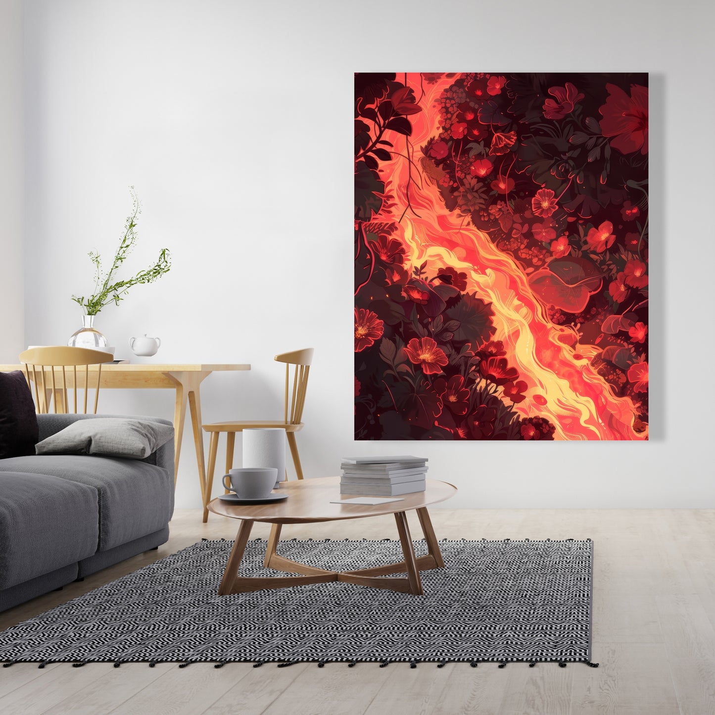 Seering Flowerbed - Black Canvas Decor Art | Stylish Design