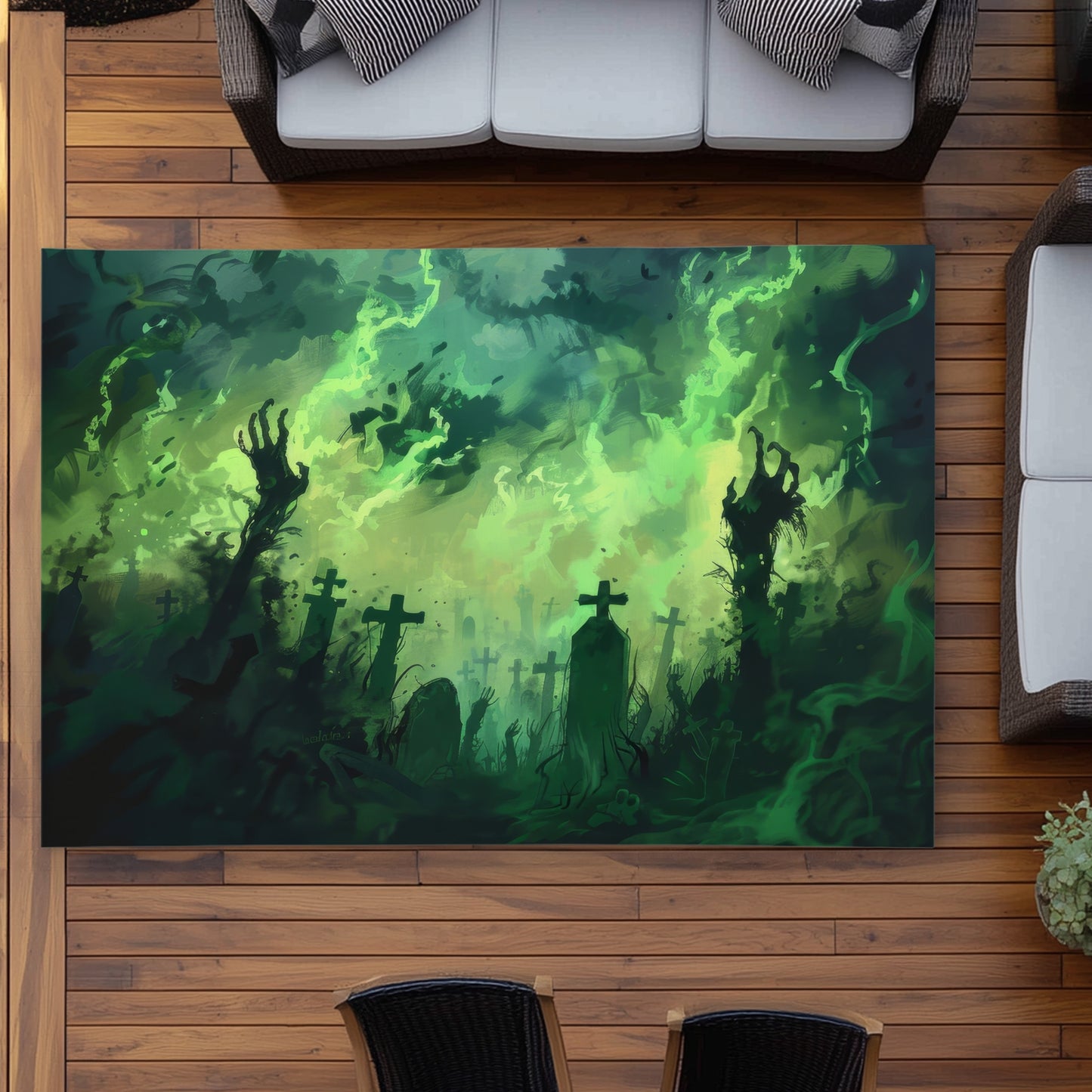 Tapis d'extérieur turquoise Reaching Hell | Accessoire de décoration intérieure